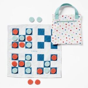 Pillowfort 2-in-1 Travel Game Set (Checker/Tic-Tac-Toe) In A Cute Tote Bag